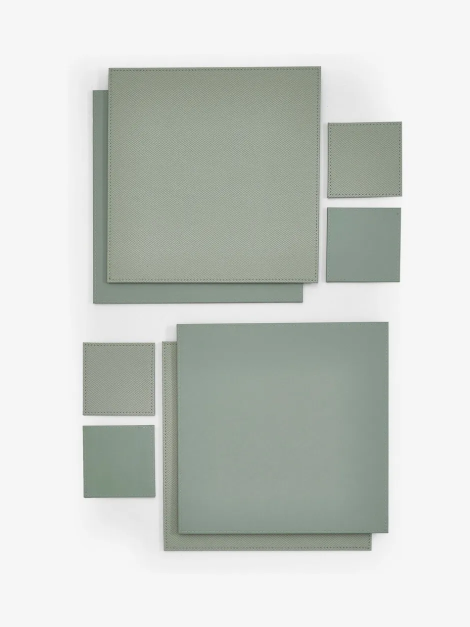 Tafellinnen En Placemats *Next Set van 4 omkeerbare placemats en onderzetters van imitatieleer Grijs-groen