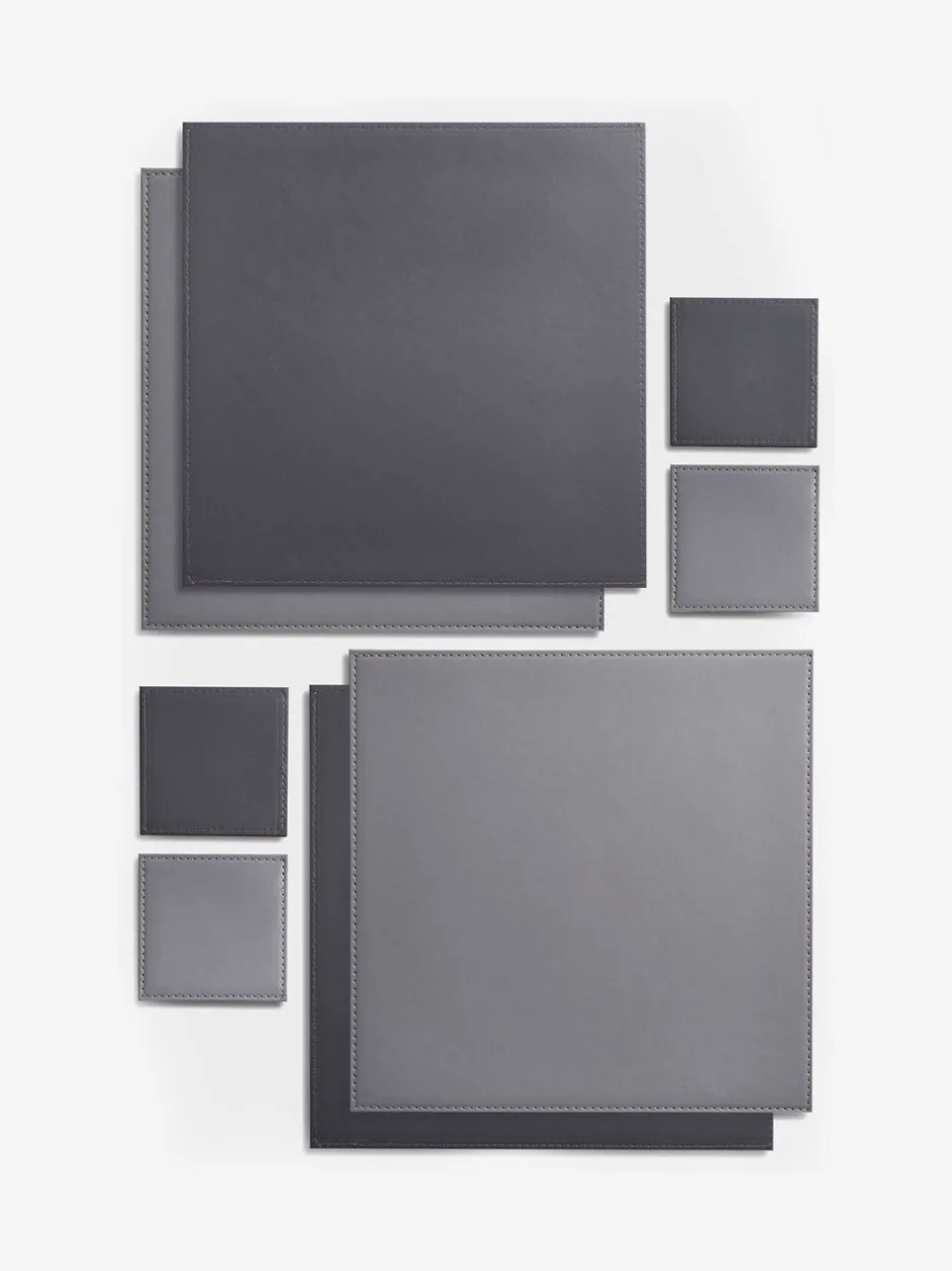 Tafellinnen En Placemats *Next Set van 4 omkeerbare placemats en onderzetters van imitatieleer Antraciet/grijs