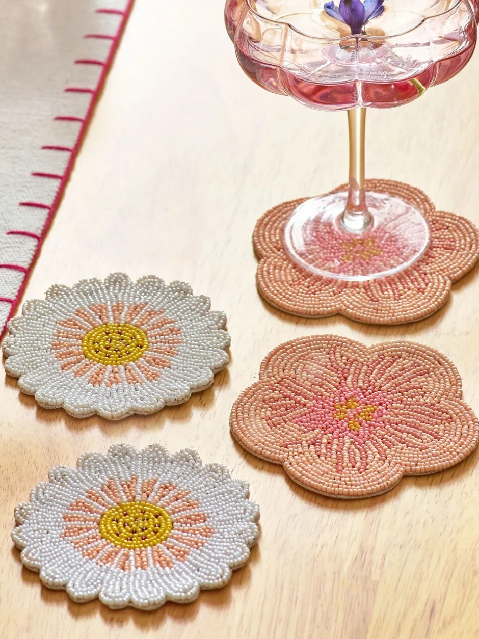 Tafellinnen En Placemats |Tafelgerei*Next Set van 4 onderzetters met bloemenkraaltjes