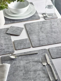 Tafellinnen En Placemats *Next Set van 4 placemats en onderzetters met marmereffect Grijs