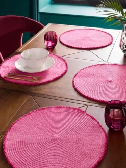 Tafellinnen En Placemats |Next Set van 4 placemats met franje Roze
