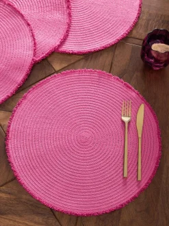 Tafellinnen En Placemats |Next Set van 4 placemats met franje Roze