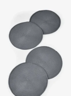 Tafellinnen En Placemats |Tafelgerei|Next Set van 4 placemats met pompon Antraciet