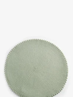 Tafellinnen En Placemats |Tafelgerei|Next Set van 4 placemats met pompon Grijs-groen