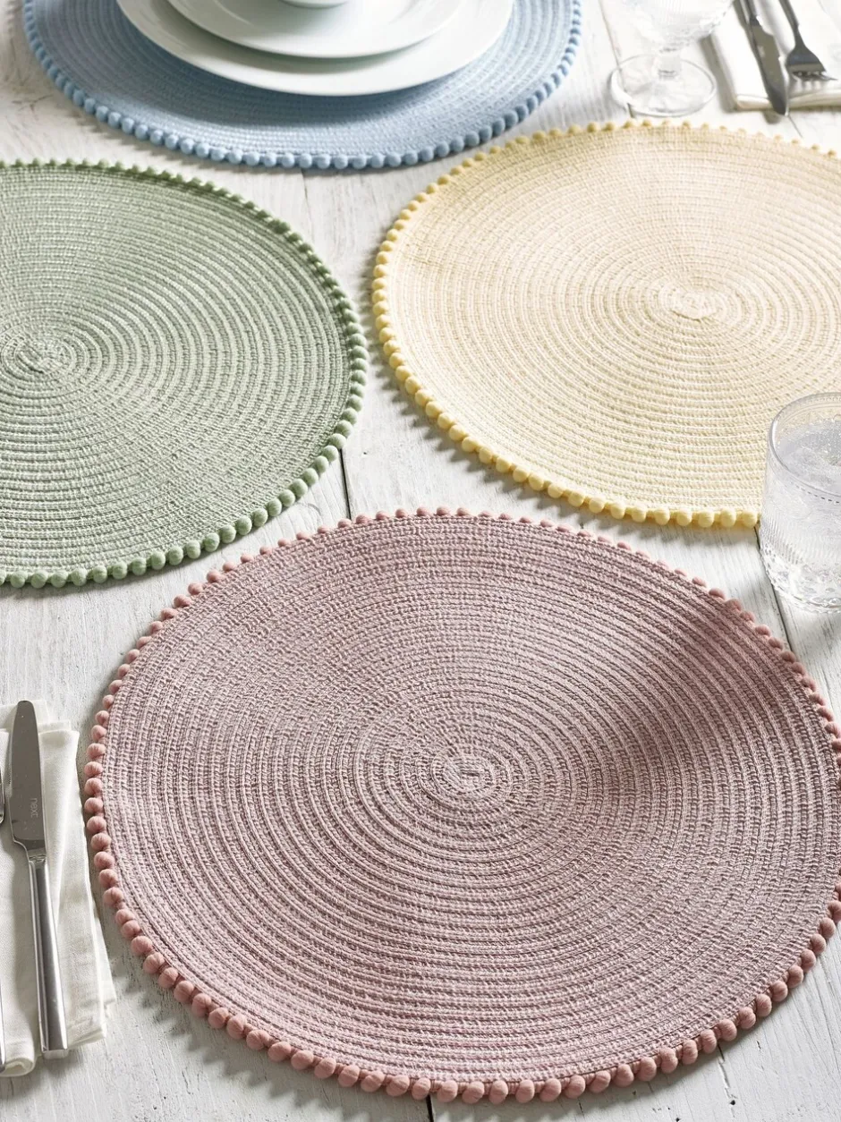 Tafellinnen En Placemats |Tafelgerei|Next Set van 4 placemats met pompon Pastel