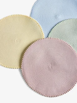 Tafellinnen En Placemats |Tafelgerei|Next Set van 4 placemats met pompon Pastel