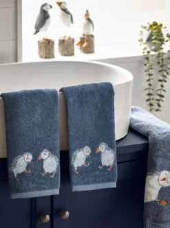 Handdoeken En Badmatten|Next Set van 2 Puffin 100% katoenen gezichtsdoekjes