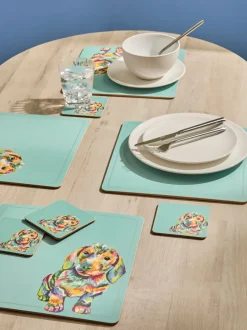 Tafellinnen En Placemats |Next Set van 4 teckelplacemats en -onderzetters