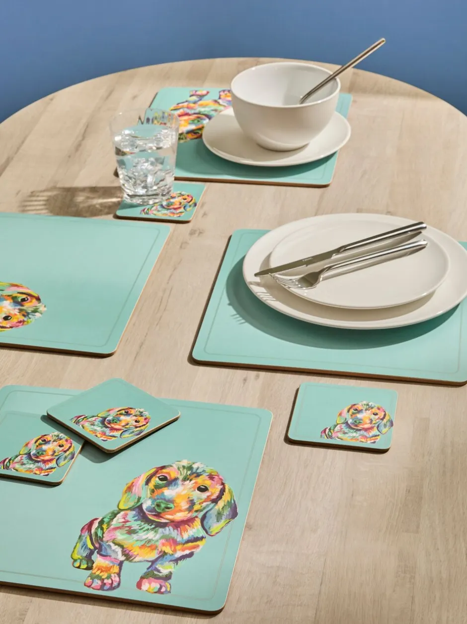 Tafellinnen En Placemats |Next Set van 4 teckelplacemats en -onderzetters