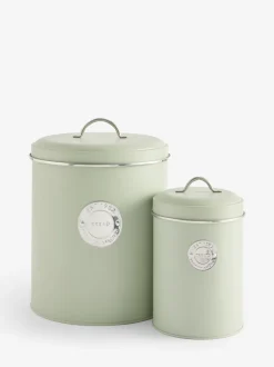 Keukenopslag|Next Set van 3 voorraadpotten met badge Grijs-groen