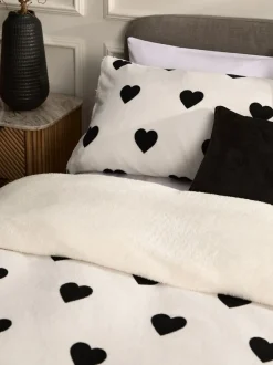 Beddengoedsets En Dekbedovertrekken|Next Set van fleece dekbedovertrek en kussensloop met hartjes