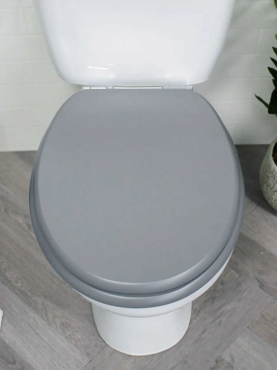 Badkameraccessoires|Showerdrape - Oxford houten toiletbril Grijs