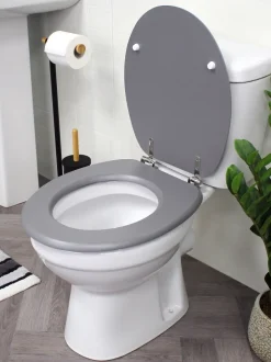 Badkameraccessoires|Showerdrape - Oxford houten toiletbril Grijs