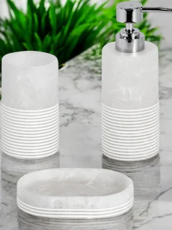 Badkameraccessoires*Showerdrape 3 Piece Bianco Striped Bathroom Accessories Set
