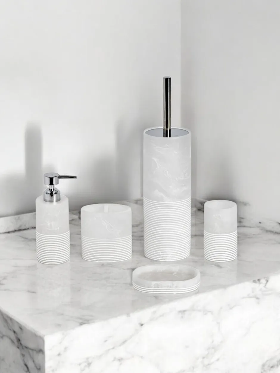 Badkameraccessoires*Showerdrape 5 Piece Bianco Striped Bathroom Accessories Set
