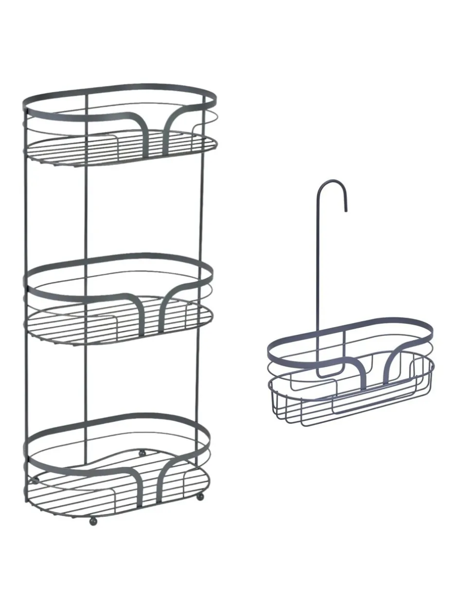 Badkameraccessoires*Showerdrape Dante Floor Caddy and Mini Shower Caddy Set Grijs