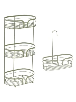 Badkameraccessoires*Showerdrape Dante Floor Caddy and Mini Shower Caddy Set Grijs-groen