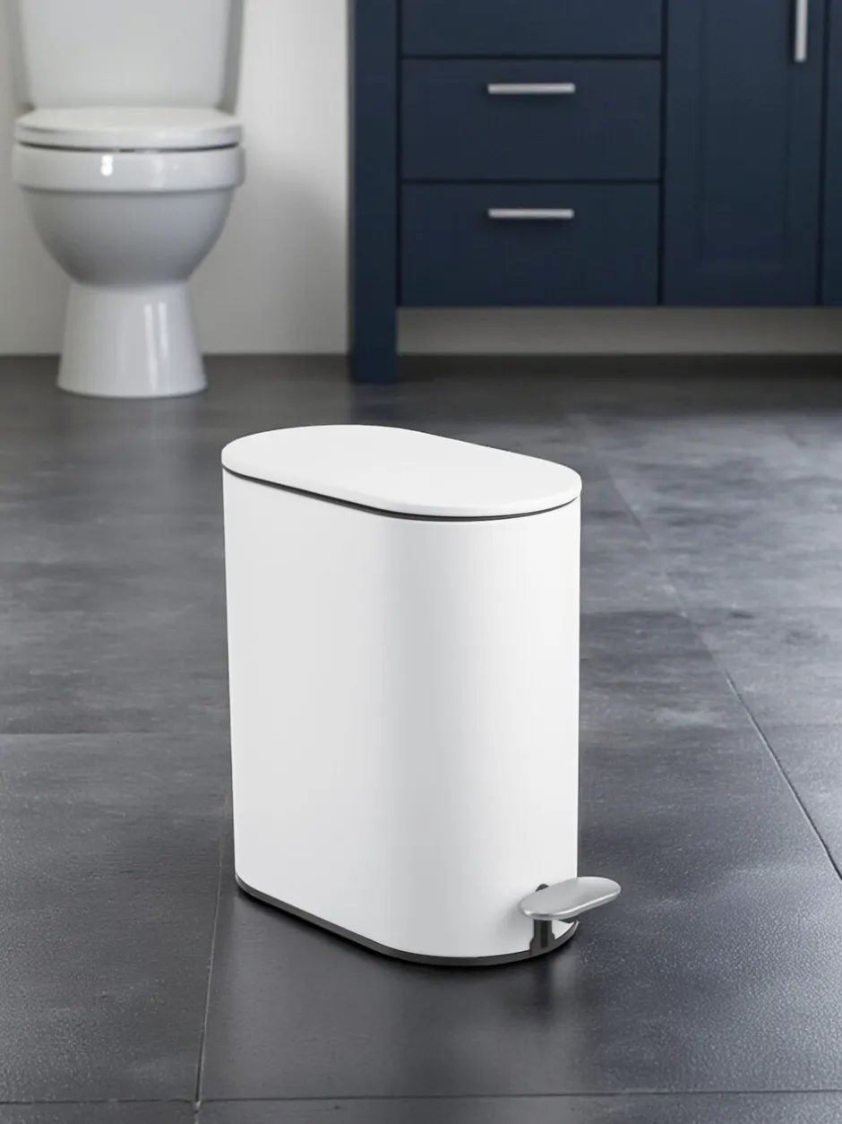Badkameraccessoires|Showerdrape Fortuna 5L Soft Close Bathroom Pedal Bin and Toile Set Wit