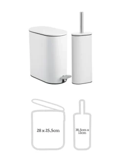 Badkameraccessoires|Showerdrape Fortuna 5L Soft Close Bathroom Pedal Bin and Toile Set Wit
