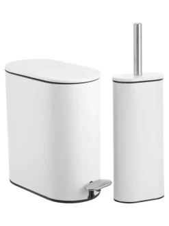 Badkameraccessoires|Showerdrape Fortuna 5L Soft Close Bathroom Pedal Bin and Toile Set Wit