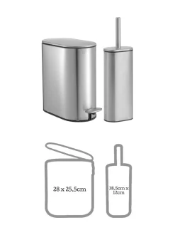 Badkameraccessoires|Showerdrape Fortuna 5L Soft Close Bathroom Pedal Bin and Toile Set Zilver