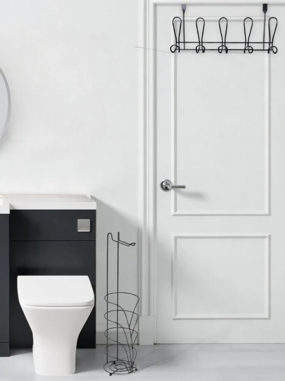 Badkameraccessoires*Showerdrape Vertu Toilet Roll & Spare Holder & Over Dook Hook Set Zwart
