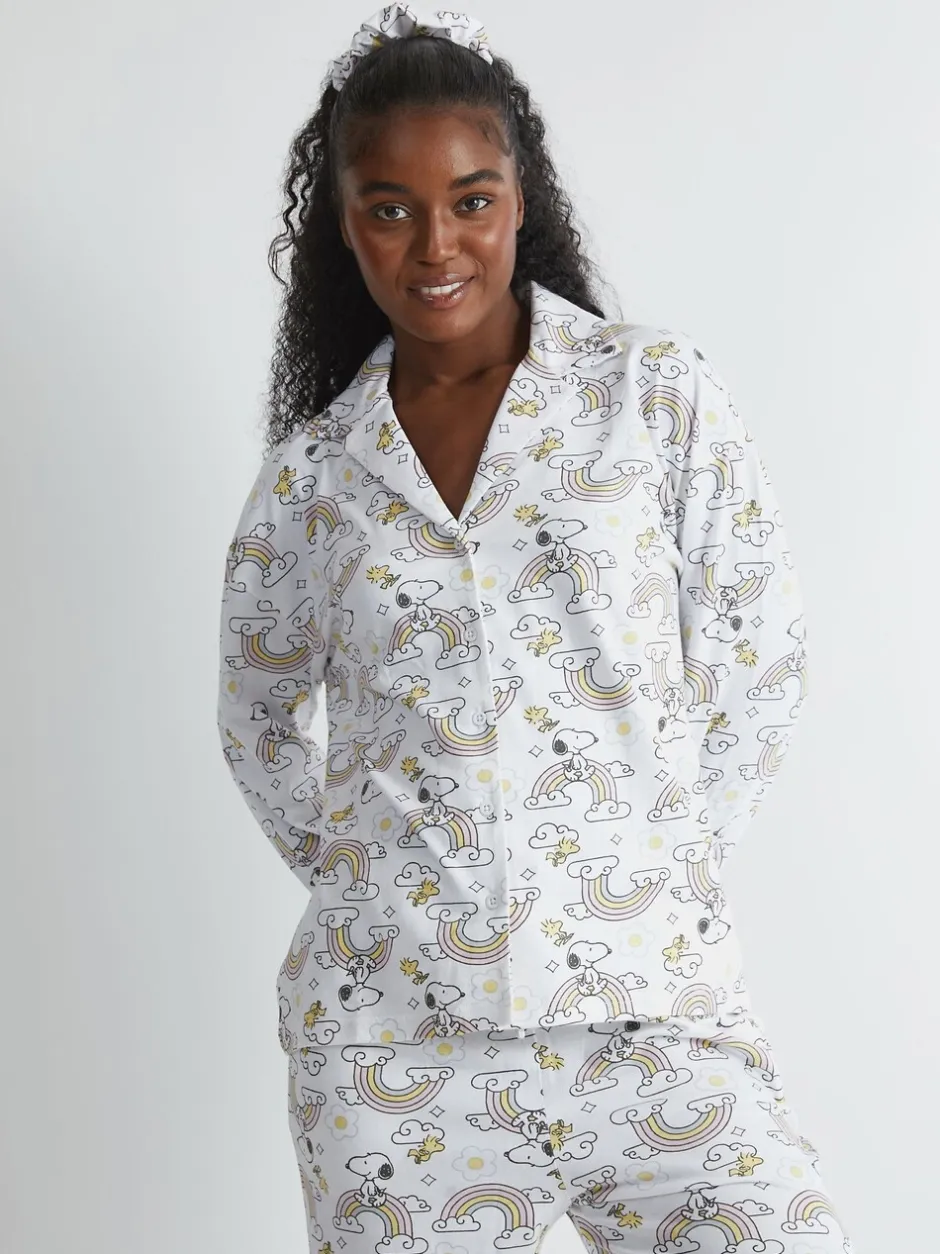 Pyjama's|Loungewear|Skinnydip Peanuts x Snoopy Rainbow Print Pyjama Set in Ecru