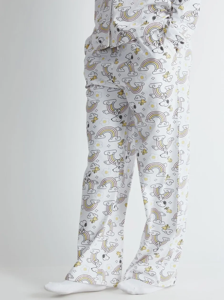 Pyjama's|Loungewear|Skinnydip Peanuts x Snoopy Rainbow Print Pyjama Set in Ecru