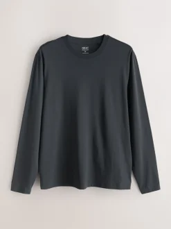 T-Shirts En Hemden*Next - Normale Pasvorm - verpakking van 5 regular-fit T-shirts met lange mouwen van 100% katoen Slate/Green/Ecru/Orange/Brown