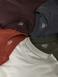 T-Shirts En Hemden*Next - Normale Pasvorm - verpakking van 5 regular-fit T-shirts met lange mouwen van 100% katoen Slate/Green/Ecru/Orange/Brown