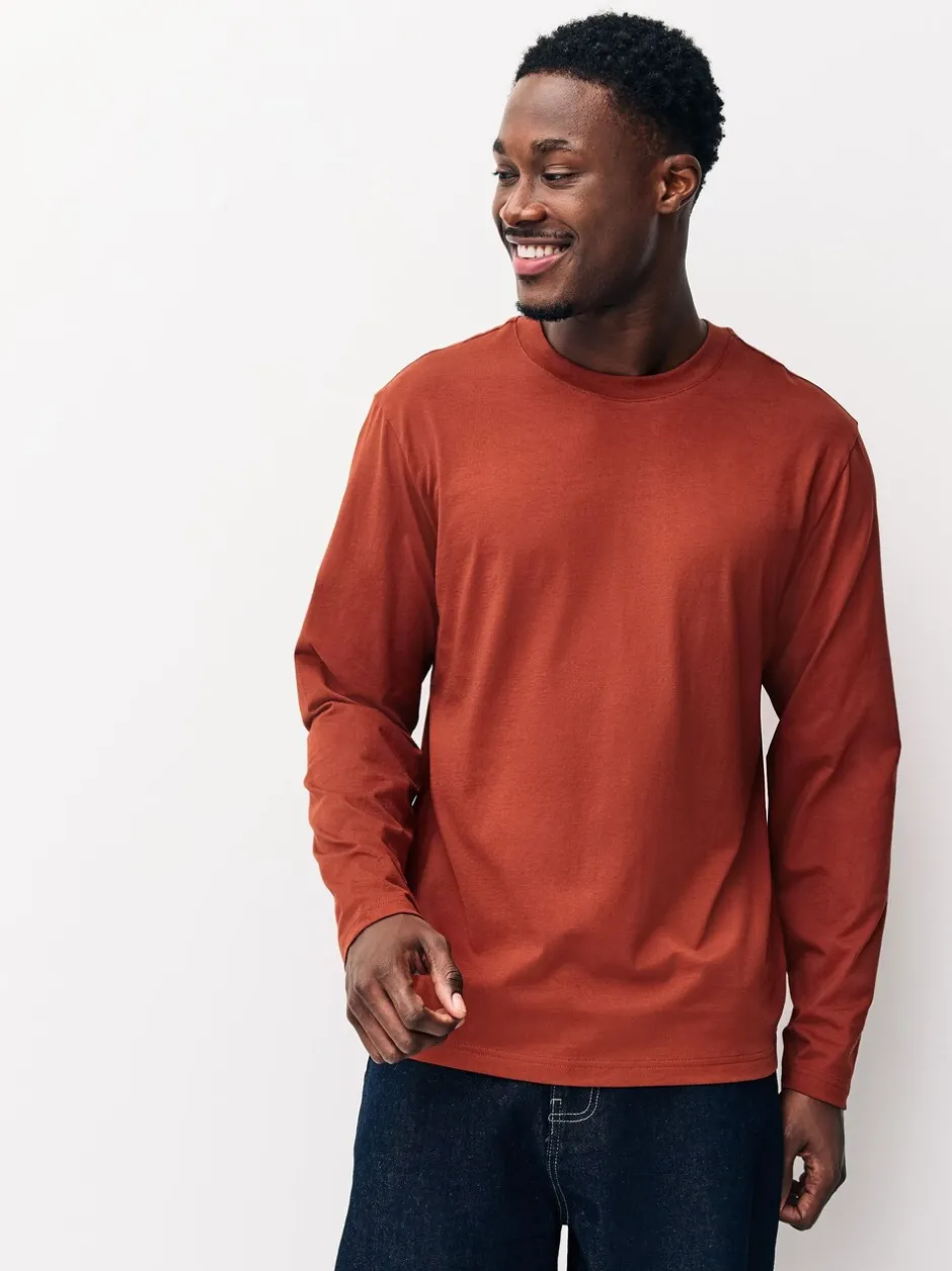 T-Shirts En Hemden*Next - Normale Pasvorm - verpakking van 5 regular-fit T-shirts met lange mouwen van 100% katoen Slate/Green/Ecru/Orange/Brown