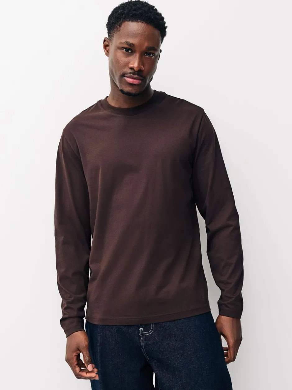 T-Shirts En Hemden*Next - Normale Pasvorm - verpakking van 5 regular-fit T-shirts met lange mouwen van 100% katoen Slate/Green/Ecru/Orange/Brown