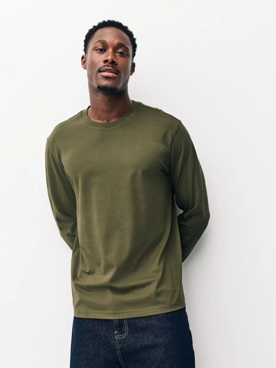 T-Shirts En Hemden*Next - Normale Pasvorm - verpakking van 5 regular-fit T-shirts met lange mouwen van 100% katoen Slate/Green/Ecru/Orange/Brown