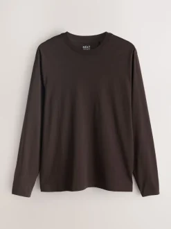 T-Shirts En Hemden*Next - Normale Pasvorm - verpakking van 5 regular-fit T-shirts met lange mouwen van 100% katoen Slate/Green/Ecru/Orange/Brown