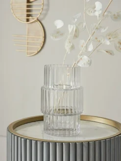 Vazen*Next Small Ribbed Glass Vase Wissen