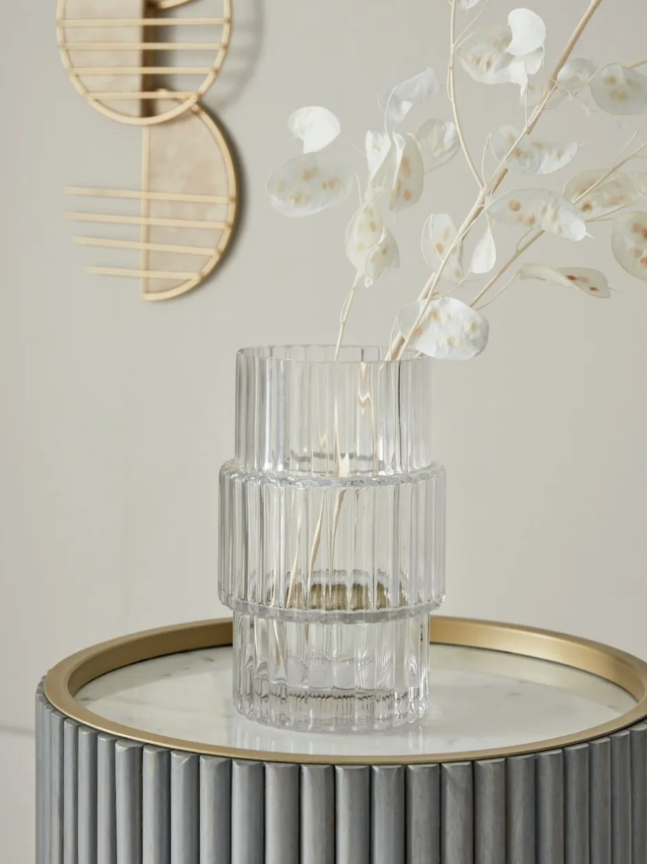 Vazen*Next Small Ribbed Glass Vase Wissen