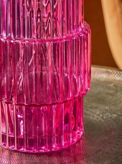 Vazen*Next Small Ribbed Glass Vase Roze
