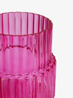 Vazen*Next Small Ribbed Glass Vase Roze