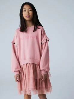 Gebreide Kleding*smALLSAINTS Amphia Flocked Logo Sweat Mock Dress