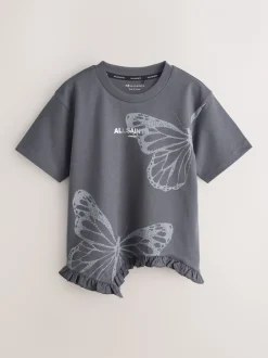 T-Shirts|smALLSAINTS Asymmetric Hem Crew Neck Cotton T-Shirt
