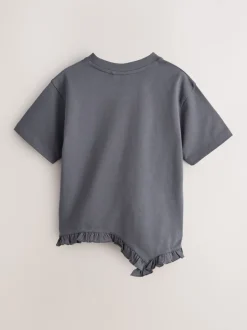 T-Shirts|smALLSAINTS Asymmetric Hem Crew Neck Cotton T-Shirt