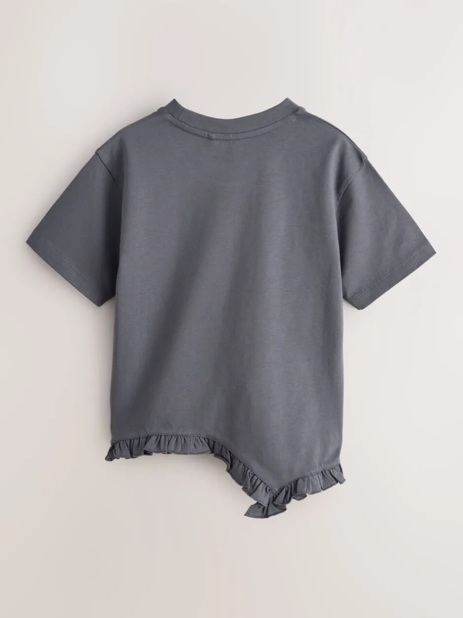 T-Shirts|smALLSAINTS Asymmetric Hem Crew Neck Cotton T-Shirt