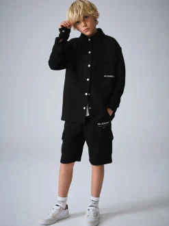 Jassen En Jacks|smALLSAINTS Sweat Shacket T-Shirt and Shorts 3 Piece Set