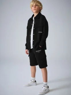 Jassen En Jacks|smALLSAINTS Sweat Shacket T-Shirt and Shorts 3 Piece Set