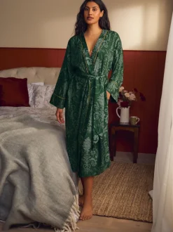 Badjassen|Alle Nacht- En Loungekleding*Laura Ashley Smaragdgroen - Josette badjas