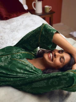 Badjassen|Alle Nacht- En Loungekleding*Laura Ashley Smaragdgroen - Josette badjas