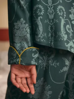 Pyjama's|Loungewear*Laura Ashley Smaragdgroen - Josette pyjama met knopen