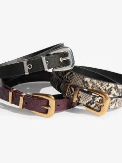 Ceintuurs|Friends Like These - Belts 3 Pack Snake Print, Burgandy and Black