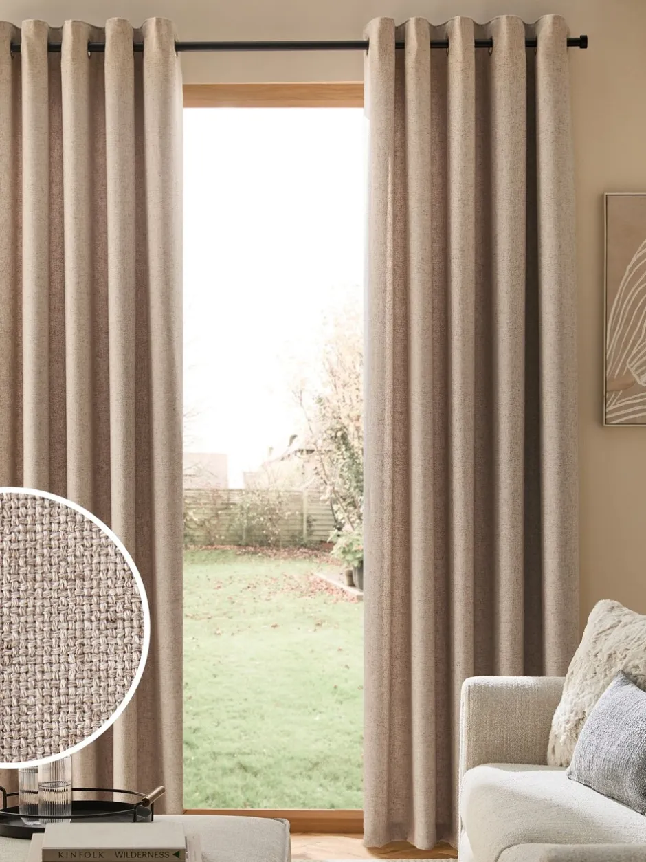 Gordijnen|Gordijnen*Next Soft Weave Linen Blend Eyelet Curtains Natuurlijk
