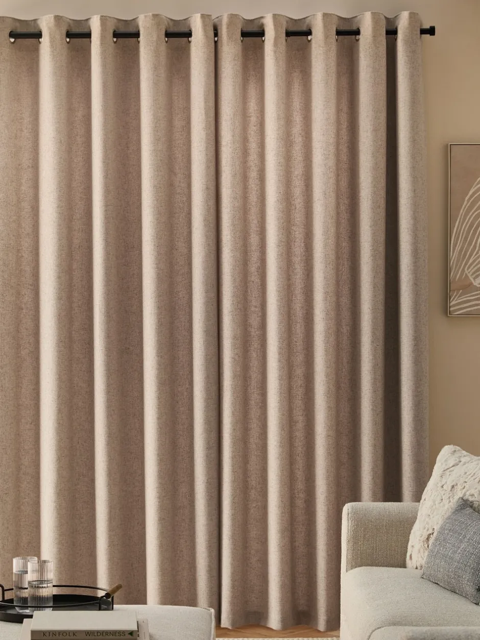 Gordijnen|Gordijnen*Next Soft Weave Linen Blend Eyelet Curtains Natuurlijk